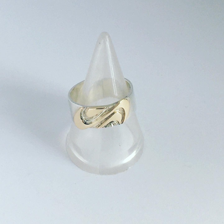 Silver and gold swirl ring